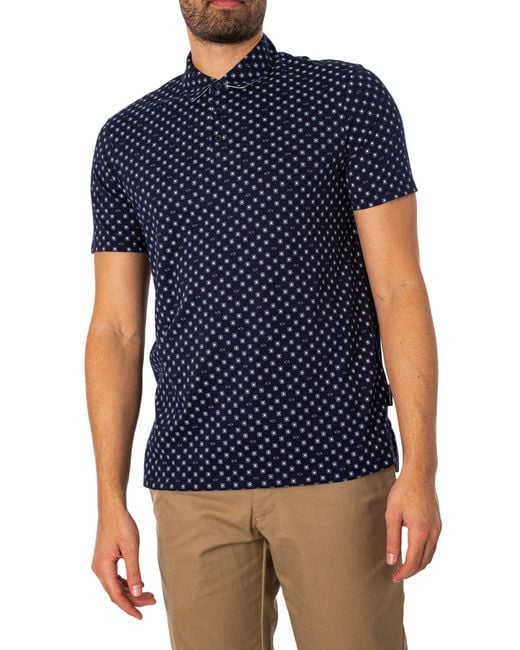 Armani Exchange Blue Rhombus Pattern Polo Shirt for men
