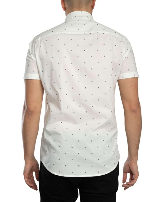 ARMANI EXCHANGE White Logo Pattern Slim Shirt for men