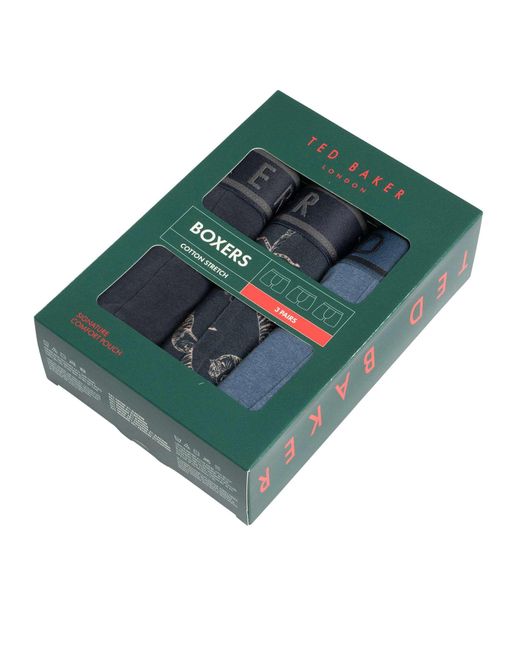 Ted Baker Blue 3 Pack Boxer Briefs for men
