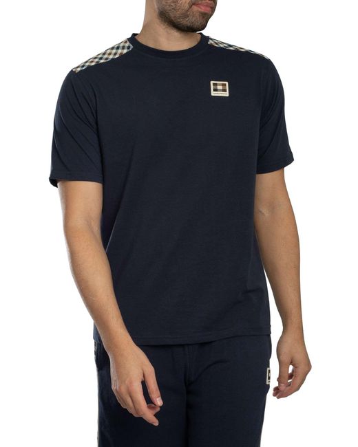 Aquascutum Blue Insert Lamina T-shirt for men