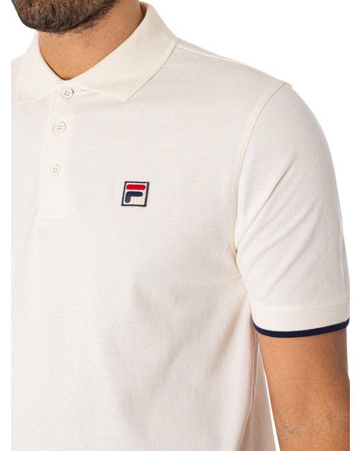 Fila White Custom Two Button Tipped Rib Polo Shirt for men