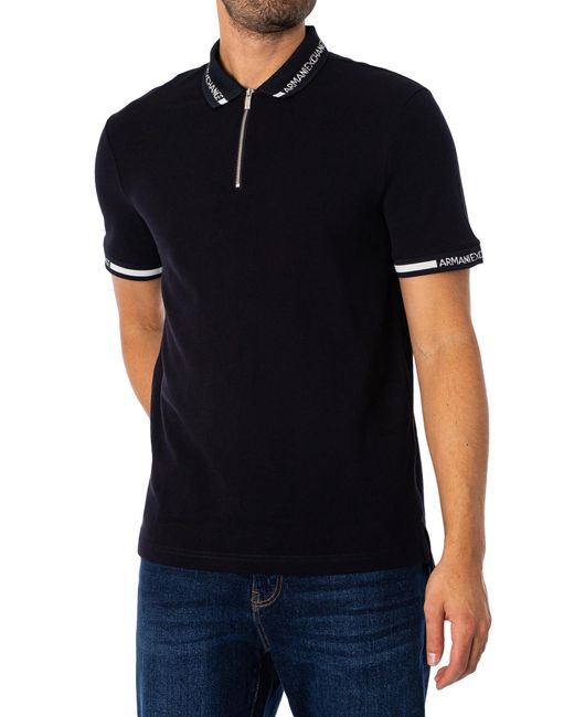 Armani Exchange Black Collar Logo Polo Shirt for men