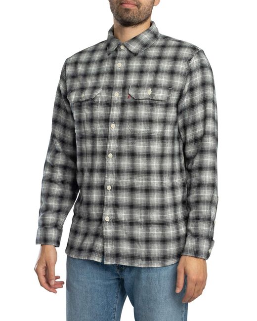 Levi's Gray Jackson Worker Plaid Shirt for men