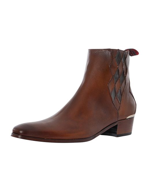 Jeffery West Brown Carlito Toledo Leather Chelsea Boots for men