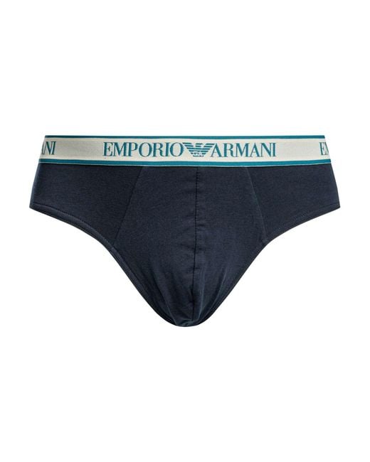 Emporio Armani Blue 3 Pack Cotton Stretch Briefs for men