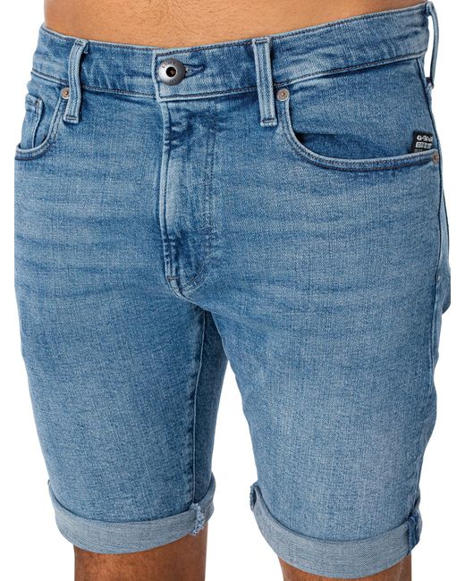 G-Star RAW Blue 3301 Slim Denim Shorts for men