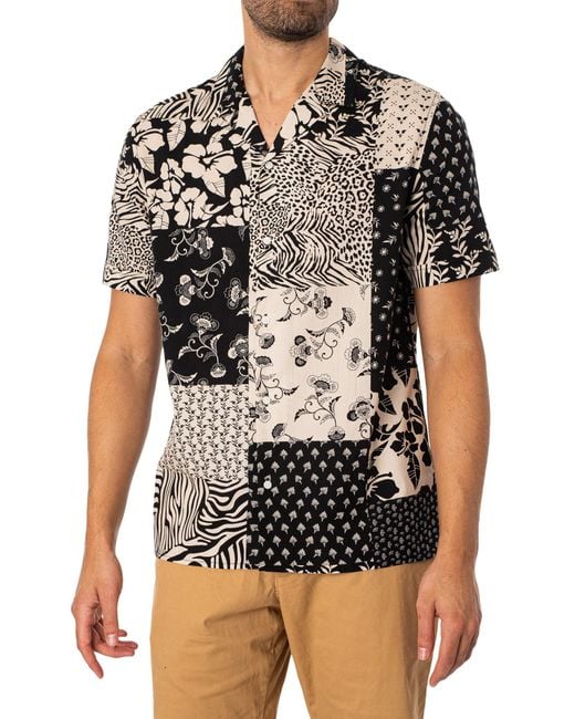 Antony Morato Black Osaka Pattern Short Sleeved Shirt for men