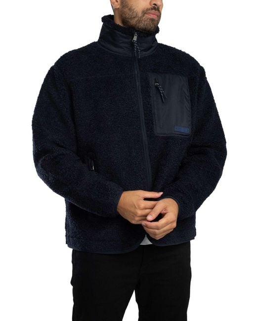 Tommy Hilfiger Blue Teddy Fleece Zip Through Jacket for men