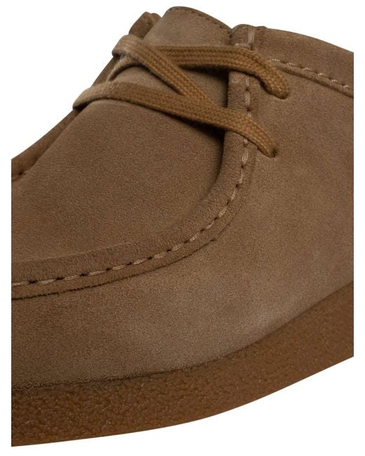 Clarks Brown Wallabee Evo Suede Shoes for men