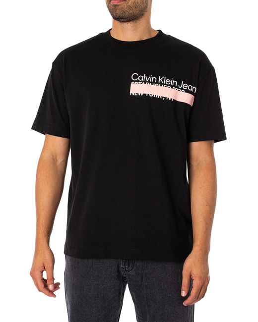 Calvin Klein Black Layered Address T-shirt for men