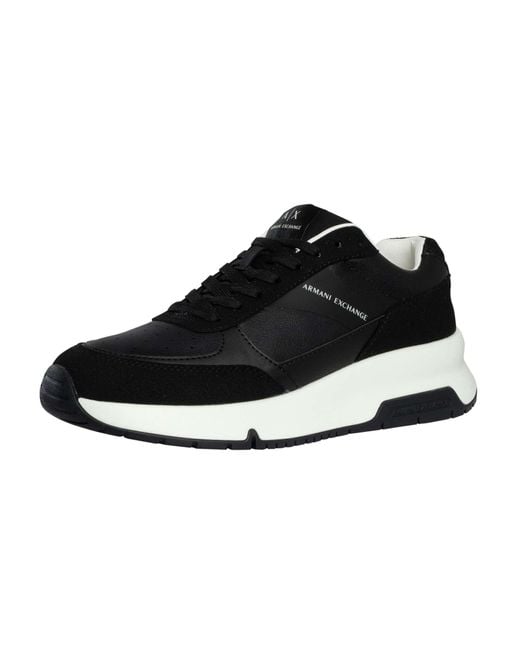 ARMANI EXCHANGE Black Contrast Detail Trainers for men