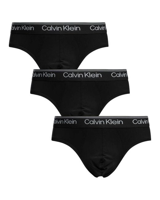 Calvin Klein Black 3 Pack Microfiber Stretch Hip Briefs for men