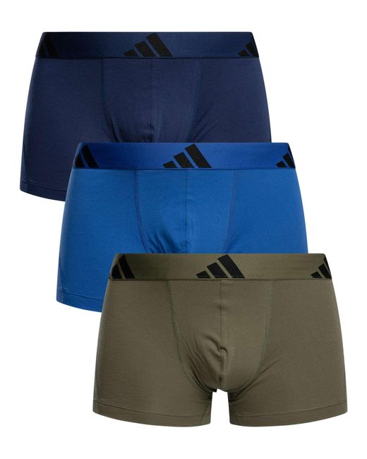 Adidas Blue 3 Pack Active Flex Cotton Trunks for men