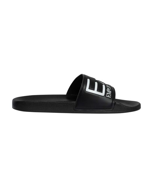 EA7 Black Scarpe Logo Sliders for men