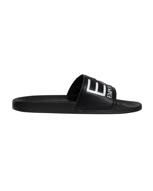 EA7 Black Scarpe Logo Sliders for men
