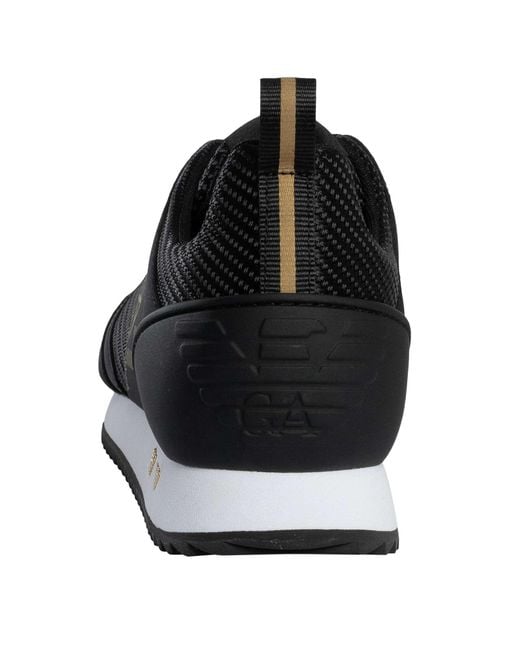 EA7 Black Carbon Mesh Logo Trainers for men