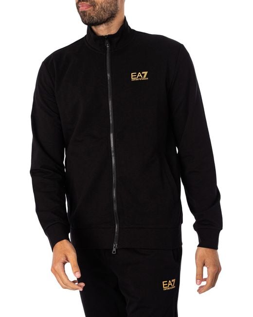 EA7 Black Logo Zip Through Tracksuit for men