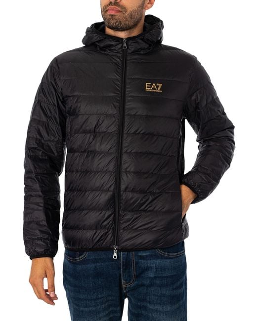 EA7 Black Woven Down Jacket for men