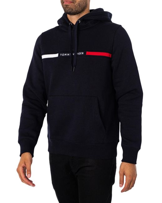 Tommy Hilfiger Chest Insert Hoodie in Blue for Men Lyst