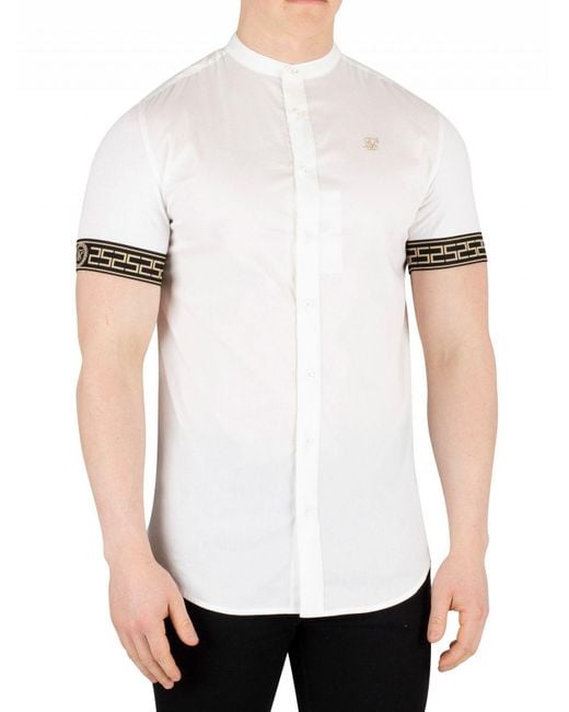 Siksilk White Cartel Grandad Shortsleeved Shirt for men