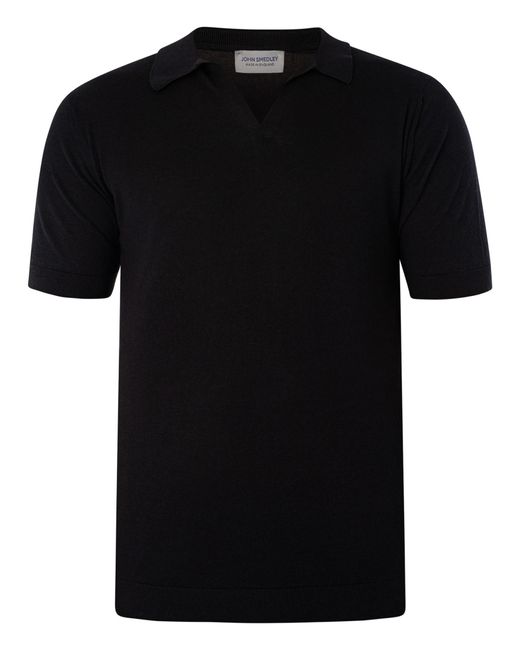 John Smedley Black Noah Sea Island Cotton Polo Shirt for men