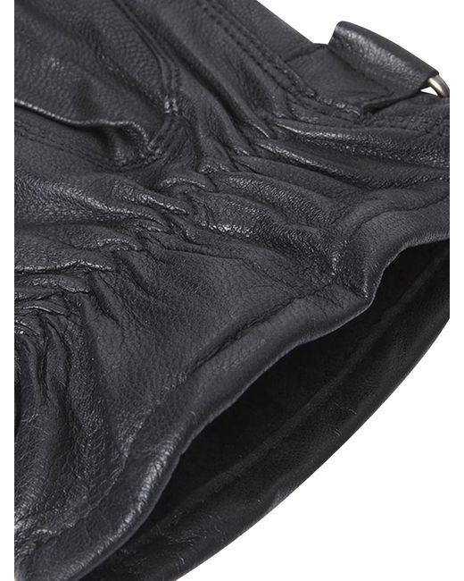 Barbour Blue Burnished Leather Thinsulate Gloves Black for men