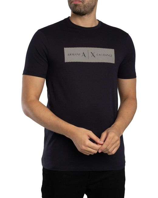 ARMANI EXCHANGE Black Stripe Logo T-shirt for men