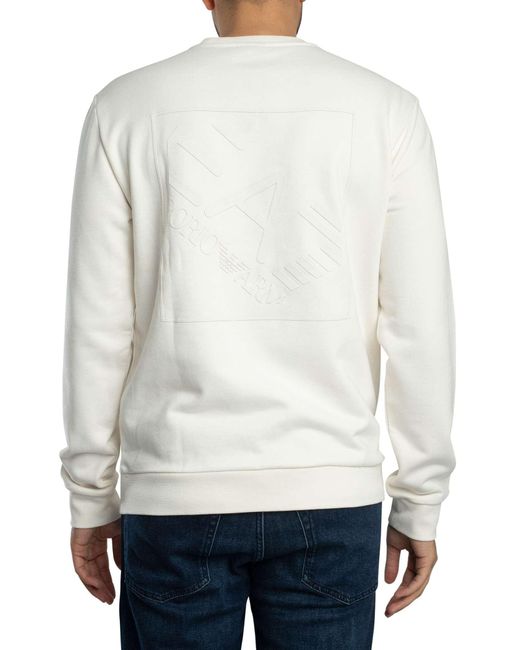 EA7 White Back Box Logo Sweatshirt for men