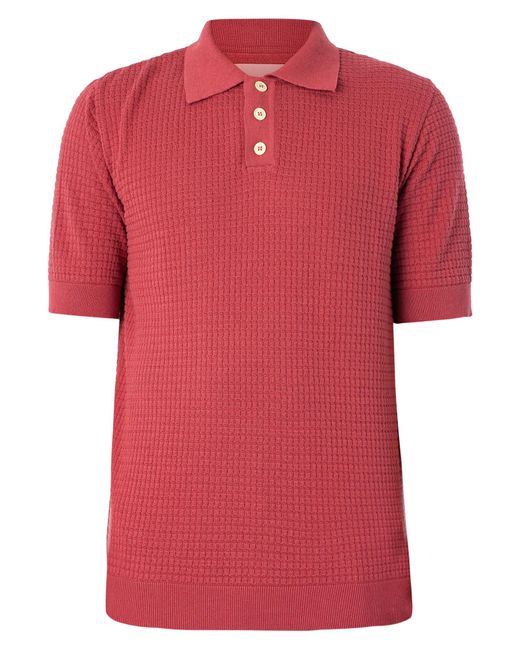 Far Afield Red Renard Waffle Polo Shirt for men