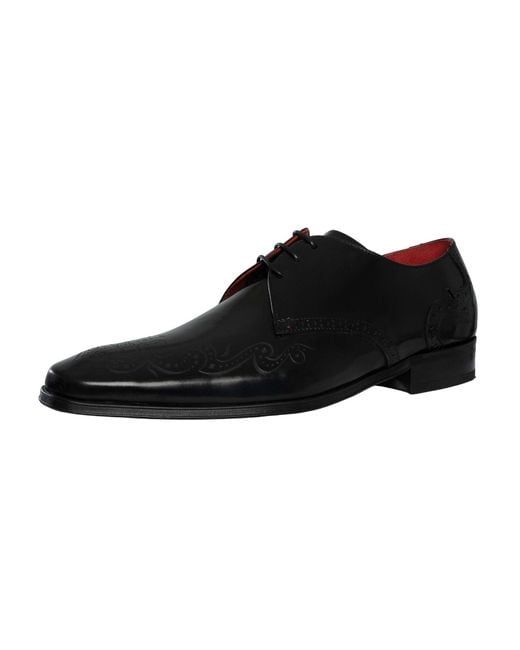 Jeffery West Black Polished Leather Brogue Shoes for men