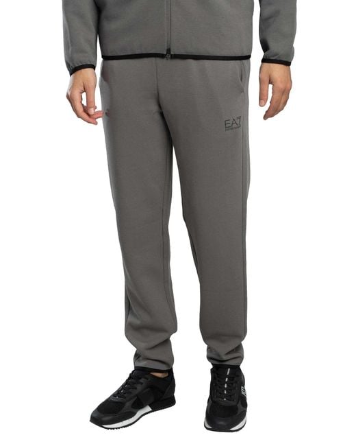 EA7 Gray Side Zip Logo Joggers for men