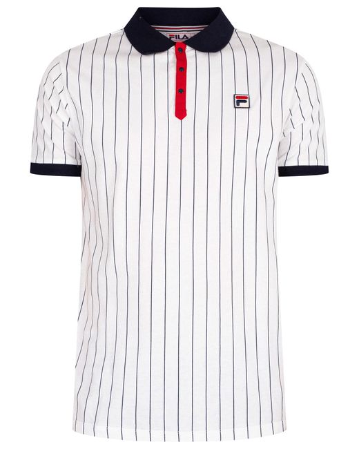 Fila White Classic Vintage Stripped Polo Shirt for men