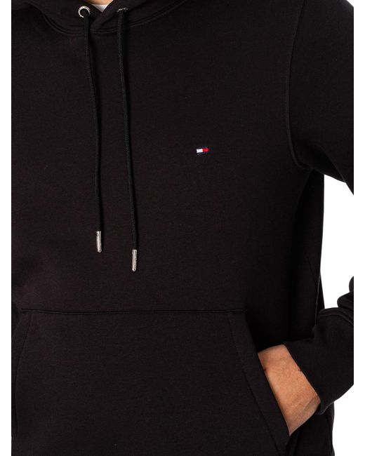 Tommy Hilfiger Black Classic Flag Pullover Hoodie for men