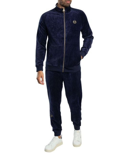 Sergio Tacchini Blue Court Velour Track Joggers for men