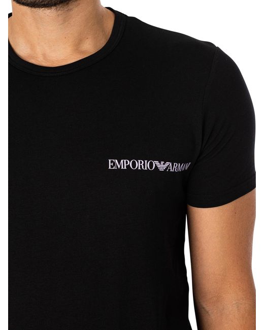 Emporio Armani Black 2 Pack Lounge Crew T-shirts for men
