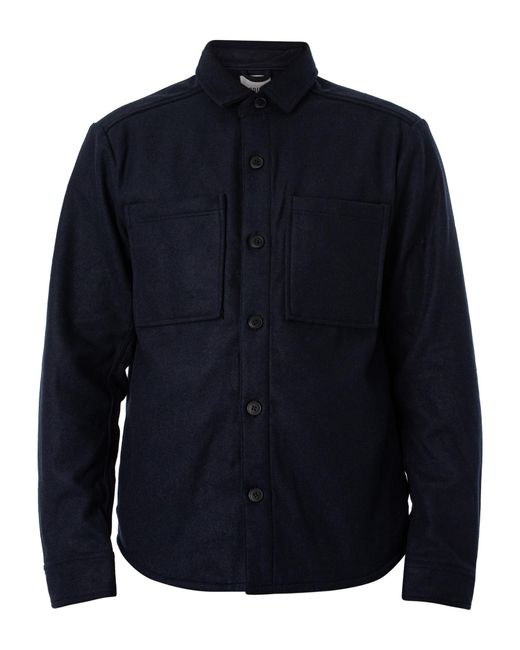 Solid Blue Tam Wool Overshirt for men