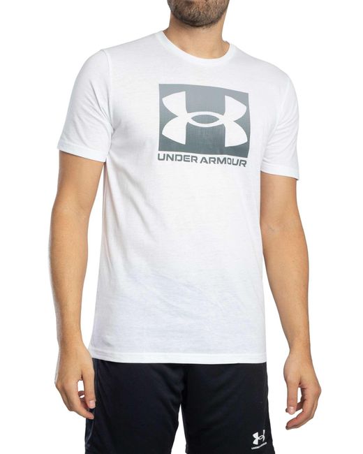 Under Armour White Loose Boxed Sports Graphic T-shirt for men