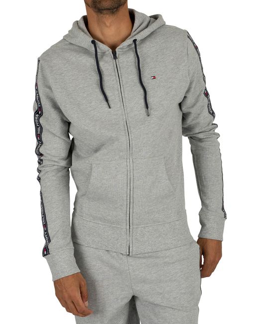 Tommy Hilfiger Zip Logo Tapping Hoodie in Grey Heather (Gray) for Men | Lyst