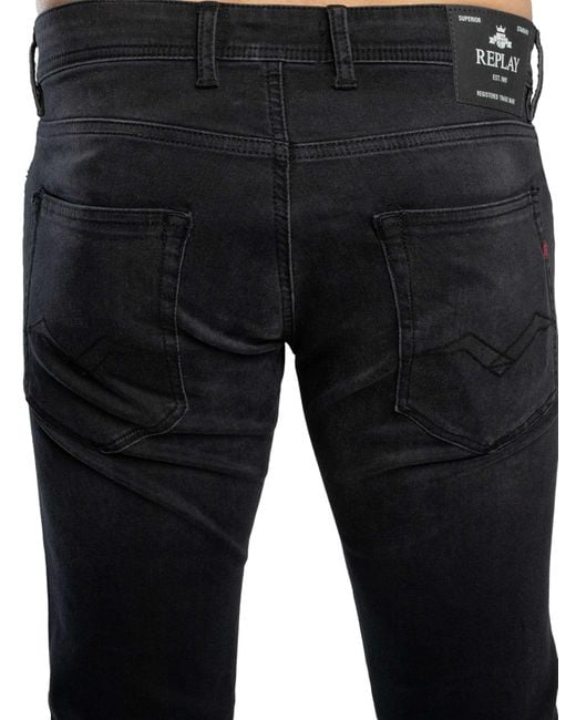 Replay Black Grover Straight Fit Jeans for men