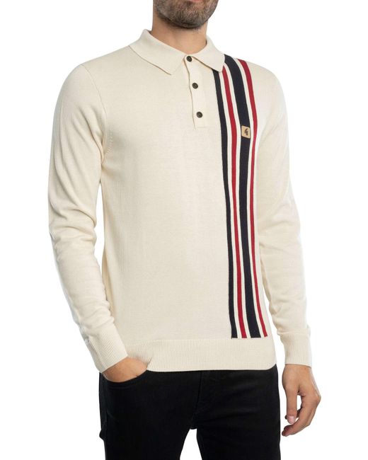 Gabicci Natural Soda Longsleeved Polo Shirt for men