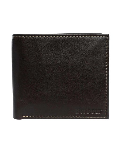 Barbour Black Elvington Leather Billfold Wallet for men