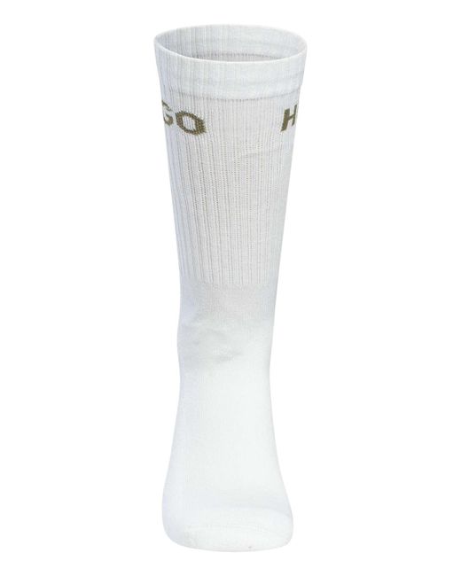 HUGO White 6 Pack Logo Quarter Socks for men