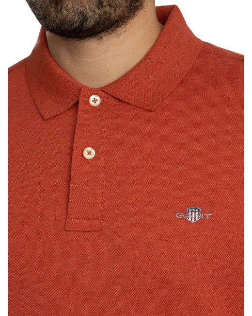 Gant Red Regular Shield Pique Polo Shirt for men
