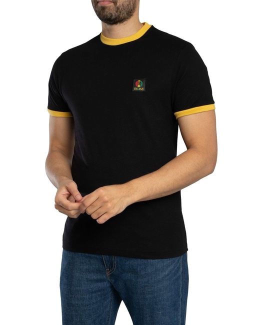 Trojan Black Flag Badge Ringer T-shirt for men