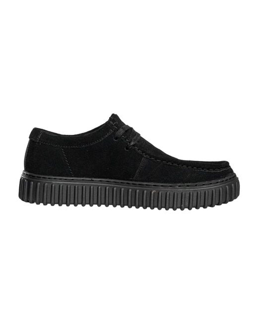 Clarks Black Torhill Lo Suede Shoes for men