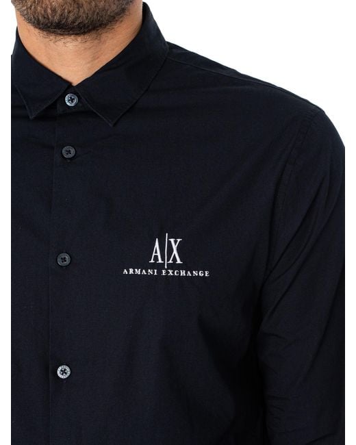 Armani Exchange Blue Chest Logo Shirt for men