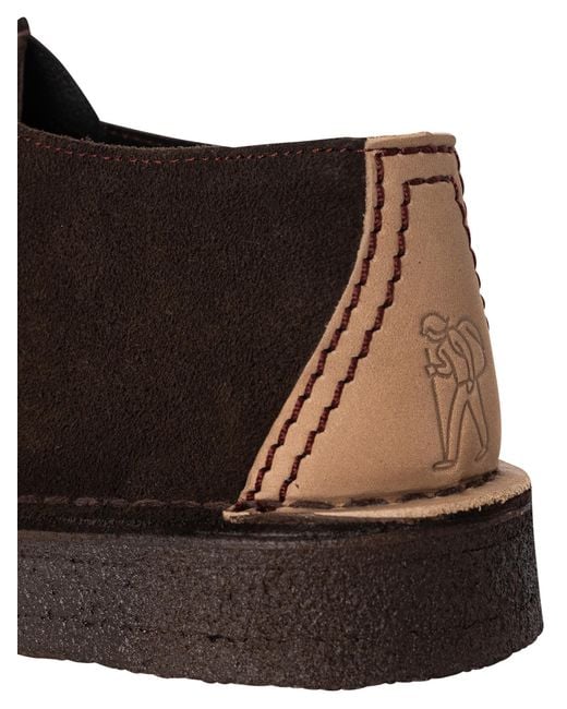 Clarks Brown Desert Trek Suede Shoes for men