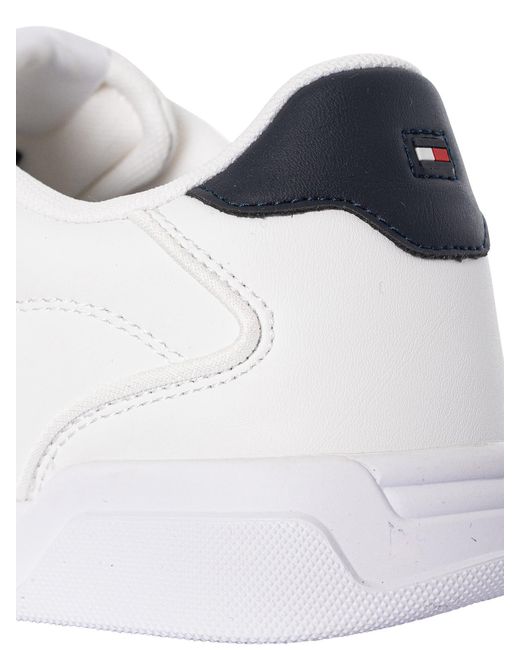 Tommy Hilfiger White Core Cupsole Shoes with Blue Sole