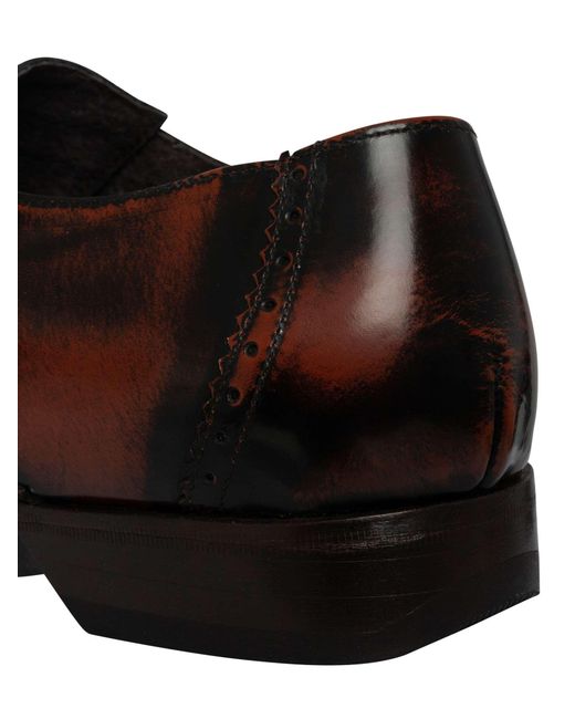 Jeffery West Brown Leather Derby Shoes for men