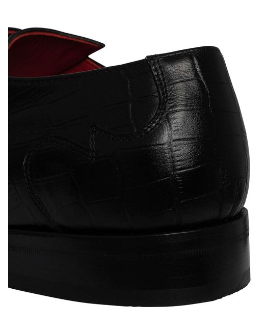 Jeffery West Black Leather Monk Shoes for men
